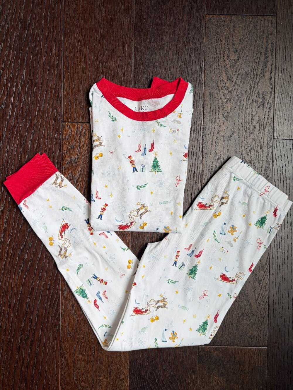 LAKE (boys/girls) Kids Pajama Set (Night Before Christmas Red Trim) - 10